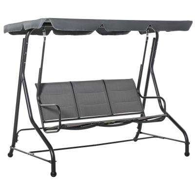 Outsunny® Hollywoodschaukel 3-Sitzer Gartenschaukel mit verstellbarem Dach Stahl Grau