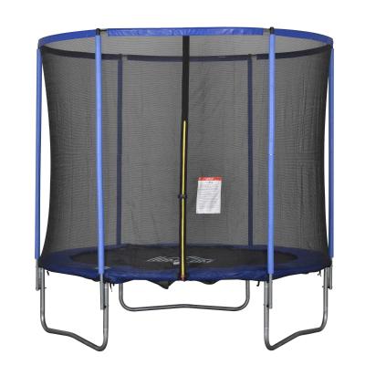 HOMCOM Trampolin mit Sicherheitsnetz Gartentrampolin für Innen- und Außenbereich Fitnesstrampolin für Kinder und Erwachsene Stahl Blau+Schwarz bis 113,6 kg Ø244 x 240H cm