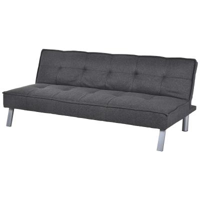 HOMCOM® Schlafsofa 3-Sitzer ausklappbar | Leinen, Holz, Metall | Sofa 175 x T83 x H74 cm | Grau
