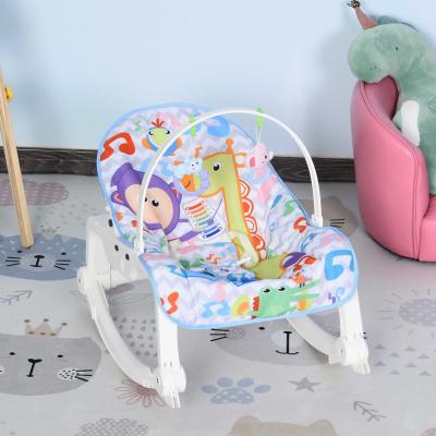 HOMCOM® Baby Schaukelsitz Schaukelstuhl vibrierende Babywippe mit Musik Tiermuster