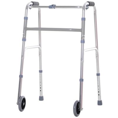 HOMCOM® Gehgestell Gehhilfe Gehbock Gehwagen 2 Rad Faltbar silber höhenverstellbar Alu