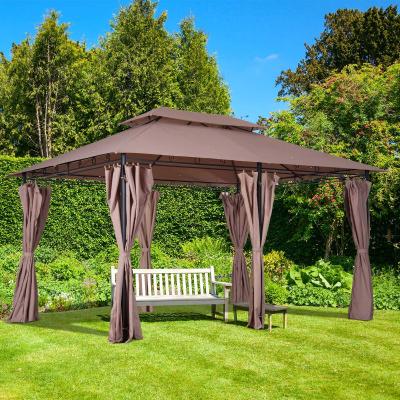Outsunny® Gartenpavillon Partyzelt Gartenzelt Pavillon 4x3m mit Seitenwände Stahl Kaffee