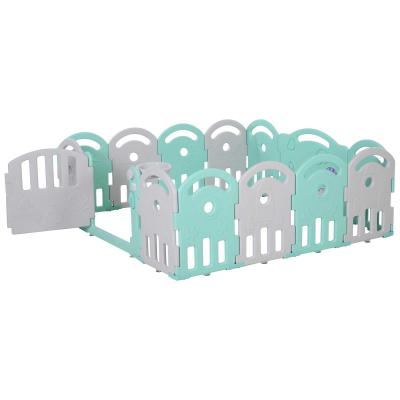 HOMCOM® Kinderlaufgitter Laufstall Faltbar sicher 6-36 Monate 14 Stk. Grün