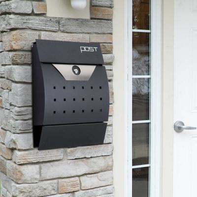 HOMCOM® Briefkasten Postkasten mit Zeitungsfach abschließbar 2 Schlüssel Stahl Schwarz
