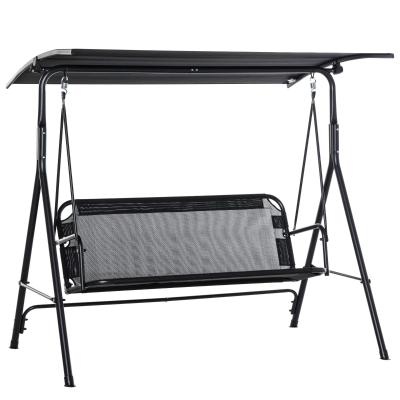 Outsunny® 3-Sitzer Schaukelstuhl Gartenschaukel mit verstellbarem Vordach Schwarz