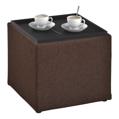 HOMCOM® Hocker mit Stauraum Polsterhocker Sitzhocker Fußhocker Leinen Braun 42x42x41cm