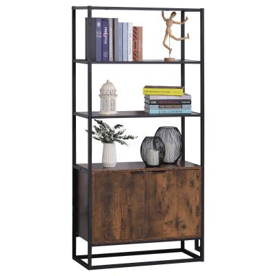 HOMCOM® Bücherregal Standregal Büroregal 3 Regale mit 1 Schrank Industrie-Design