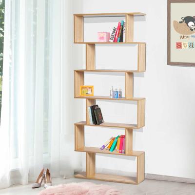 HOMCOM® Bücherregal Wandregal Raumteiler mit 6 Fächern Eiche