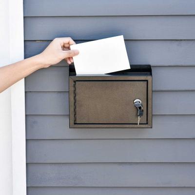 HOMCOM Briefkasten Wandbriefkasten Postkasten abschließbar mit Kassenschublade Funktion inkl. 2 Schlüssel Stahl Schwarz 25 x 7,7 x 18,5 cm