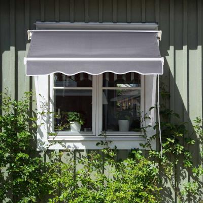 Outsunny® Markise 122cm x 70cm Balkonmarkise Faltarm Seilzug grau