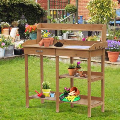Outsunny® Pflanztisch mit Wanne Tannenholz H112cm Natur