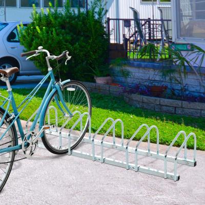 HOMCOM Fahrradständer Radständer Aufstellständer Mehrfachständer Fahrrad Ständer Boden- und Wandmontage Stahl bis 6 Fahrräder Silber 130 x 33 x 27 cm