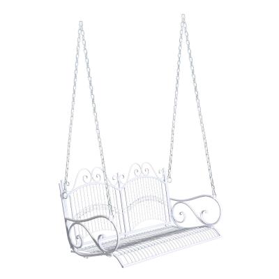 Outsunny® Hängebank Hollywoodschaukel Bank Gartenschaukel mit Ketten 2-Sitzer Metall Weiß