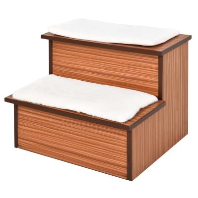 PawHut® Hundetreppe Katzentreppe mit Aufbewahrungsboxen Haustiertreppe MDF Plüsch
