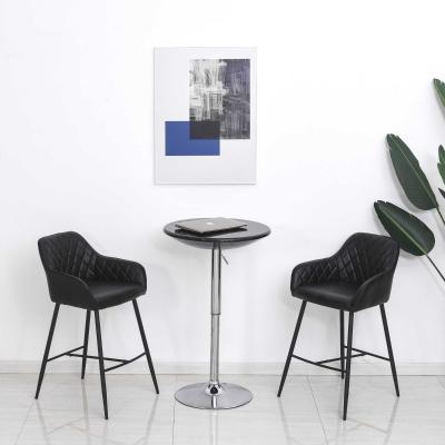 HOMCOM® Barhocker 2er-Set Bistrohocker mit Fußstütze Rückenlehne Industry Design Schwarz