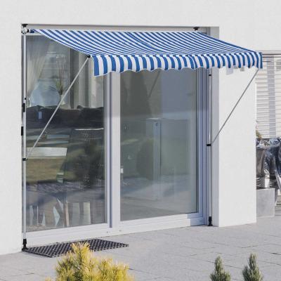 Outsunny Markise Gelenkarmmarkise Klemmmarkise Höhenverstellbar Sonnenschutz Faltarm Handkurbel Balkon Alu Blau+Weiß 300 x 150cm