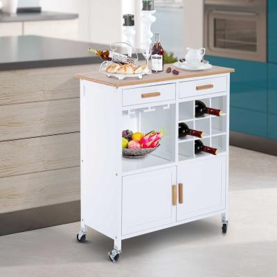 HOMCOM® Küchenwagen Servierwagen mit Weinablage