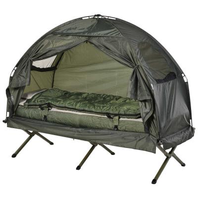 Outsunny® Campingbett Set mit Zelt Schlafsack Matratze 4 in 1 faltbar Dunkelgrün