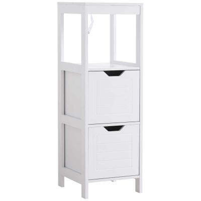 kleankin® Badezimmerregal Badeschrank mit 2 Schubladen obere Regal MDF-Platte Weiß