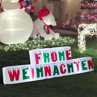 HOMCOM Weihnachtsdeko | Aufblasbar | Frohe Weihnachten Schriftzug | Beleuchtet | 250 x 25x 75 cm | Weiß, Rot, Grün