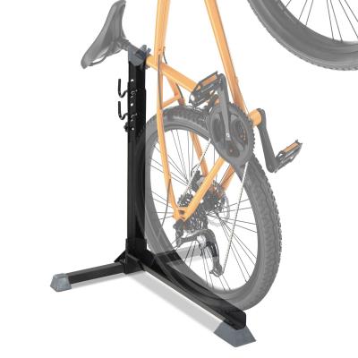 HOMCOM Fahrradständer, Fahrradparker, Montageständer mit 2 Haken, 6 Stufen höhenverstellbar, Metall, Schwarz, 66 x 56 x 63-77,5 cm