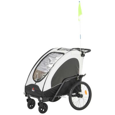 HOMCOM® 3 in 1 Kinderanhänger Jogger Fahrradanhänger für 2 kinder Alu Weiß+Schwarz