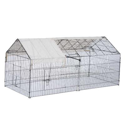 PawHut® Freigehege Kaninchenstall mit Sonnenschutz Metall Beige