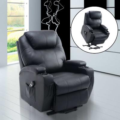 HOMCOM® Fernsehsessel mit Aufstehhilfe | Veganleder | 84 x 92 x 109 cm | Schwarz