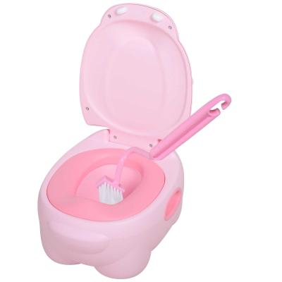 HOMCOM Toddler's Plastic Portable Lift-Top Hippo Toilet Trainer Potty Pink