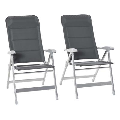 Outsunny 2 Pcs Folding Dining Chair w/ Adjustable Back Portable for Camping Patio Garden