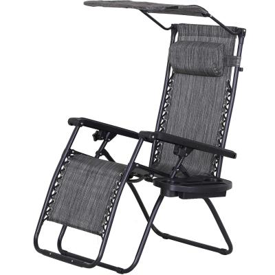 Outsunny Steel Frame Zero Gravity Outdoor Garden Deck Chair w/ Canopy Grey