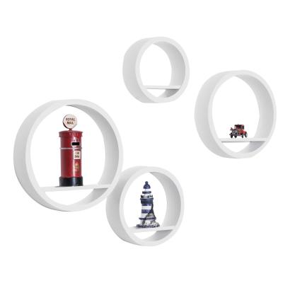 Wandstelling rond 4-delig CD-rekken rekkenset hangend rek boekenrek decoratief wit