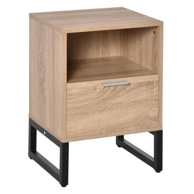 HOMCOM Bedside Table with Drawer and Shelf, Living Room End Table, Bedroom Nightstand