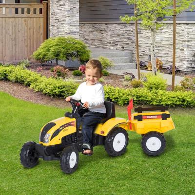 HOMCOM® SAMOCHÓD NA PEDAŁY TRAKTOR Z PRZYCZEPĄ OD 3 LAT żółty