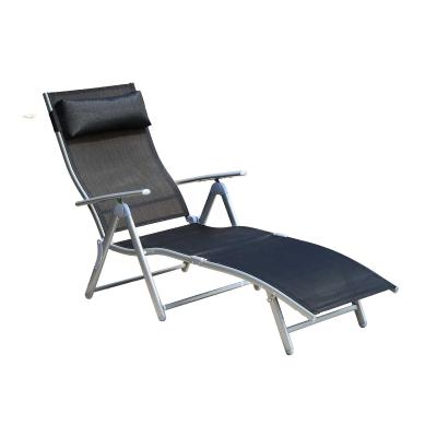 Leżak plażowy fotel ogrodowy z poduszką składany czarny Outsunny