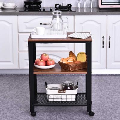 HOMCOM® Wózek kuchenny 3-poziomowy wózek do serwowania z 4 kółkami płyta wiórowa 60 x 40 x 76,5 cm