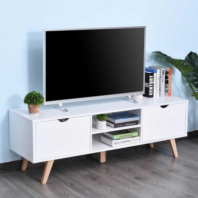 HOMCOM Szafka RTV, Komoda pod telewizor, Szafka z szufladami i otwartymi półkami, MDF, biały, 150 x 39 x 50 cm
