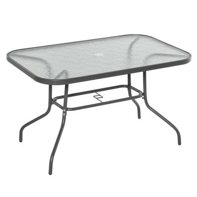 Stół ogrodowy stół balkonowy stolik stół do ogrodu z otworem na parasol metal szkło hartowane