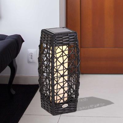 Outsunny® LAMPA SOLARNA OGRODOWA RATTAN OŚWIETLENIE ŚCIEŻKI CZUJNIK ŚWIATŁA AUTOMATYCZNA wodoodporna kawowy brąz 19 x 19 x 48 cm (DxSxW)