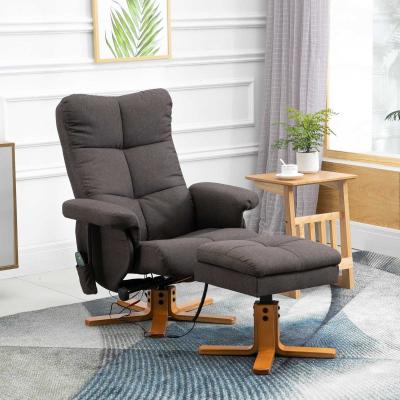 Fotel masujący z podnóżkiem Fotel relaksacyjny Funkcja ogrzewania Fotel TV Poliester Brązowy 145° nachylenia 80 x 86 x 99 cm HOMCOM®