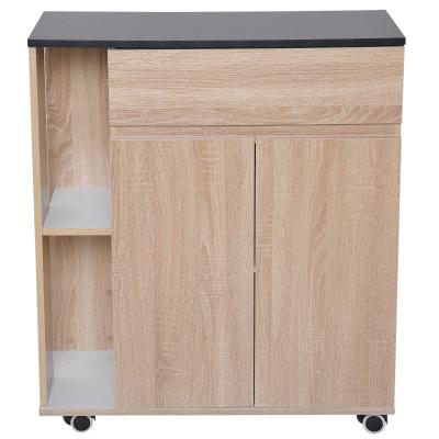 HOMCOM® WÓZEK KUCHENNY BAREK NA KÓŁKACH Z PŁYTY WIÓROWEJ DĄB 78 x 39,5 x 88,5 cm