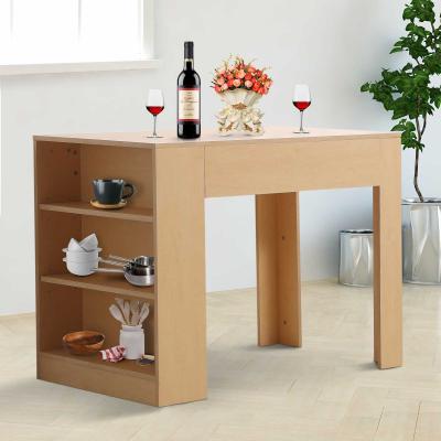 HOMCOM® STÓŁ BAROWY STÓŁ BISTRO BUFET 3 PÓŁKI naturalny