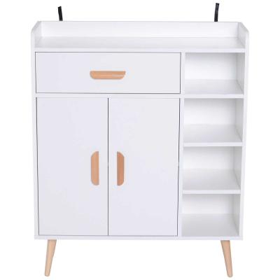 HOMCOM® REGAŁ STOJĄCY KOMODA DO PRZEDPOKOJU SZUFLADA MAKS. OBCIĄŻENIE 100 kg, drewno sosnowe biały 80 x 29,5 x 96 cm