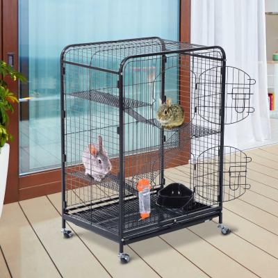 PawHut® Klatka Dla Gryzoni Małe Zwierzęta Chomiki 4-Poziomowa Szuflada Na Kółkach Metal 64 x 44 x 93 cm