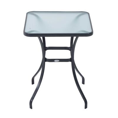 Outsunny stół ogrodowy, stolik ogrodowy, stół bistro, stół szklany, 68,5 x 68,5 cm, szkło hartowane + metal, czarny