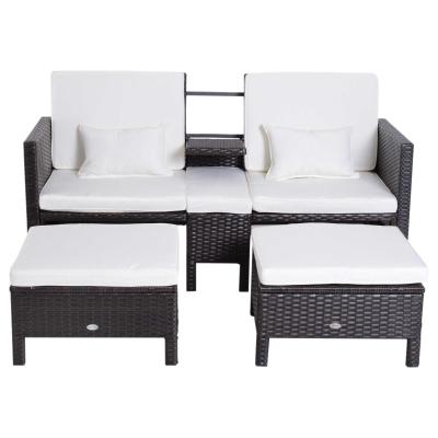 Outsunny® ZESTAW MEBLI RATTANOWYCH TYPU LOUNGE SOFA brązowy