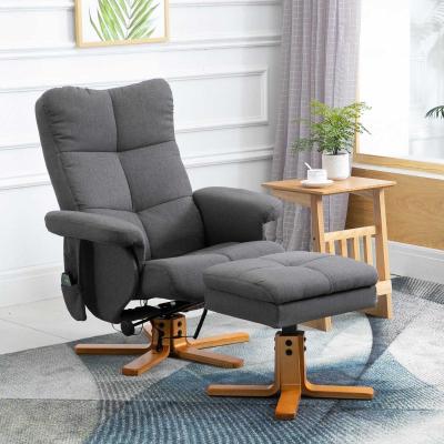 Fotel masujący z podnóżkiem Fotel relaksacyjny Funkcja ogrzewania Fotel TV Poliester Szary 145° nachylenia 80 x 86 x 99 cm HOMCOM®