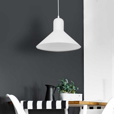 HOMCOM® LAMPA SUFITOWA WISZĄCA INDUSTRIALNA KUCHENNA VINTAGE E27 40W METAL biały ∅34,5 x W28 cm (bez żarówek)