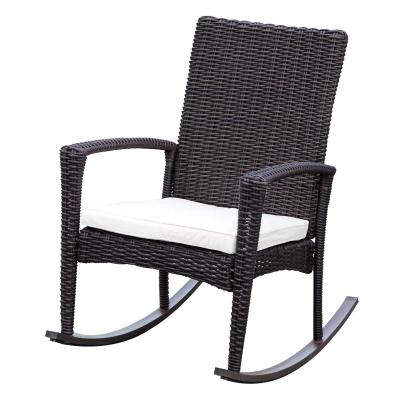 Fotel krzesło bujane ogrodowe rattan brązowe Outsunny
