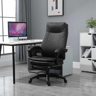 Ergonomiczne krzesło biurowe z podnóżkiem fotel dyrektorski wyściełane oparcie brązowy